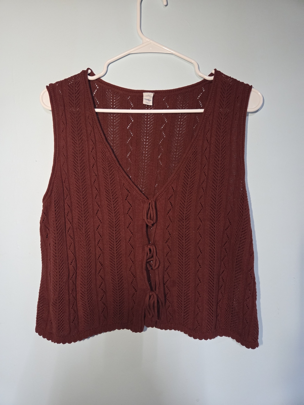 Old Navy Burgundy Knit Tie-Front Tank